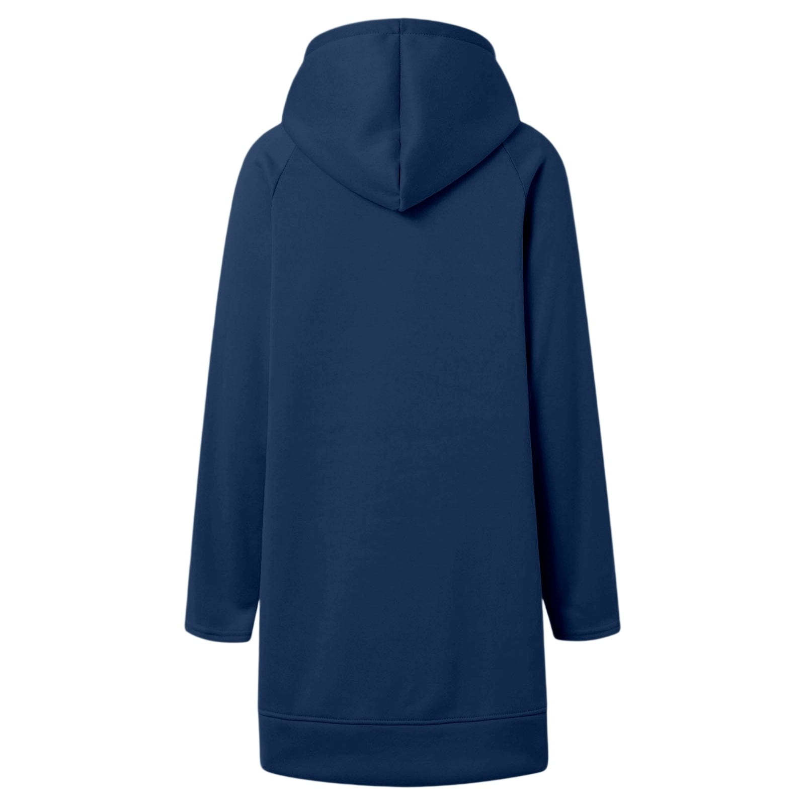Telankuip The Warmy Oversized Hoodie Dress Women's Casual Long Sleeve Drawstring Pullover Sweatshirts Solid Color Split Hem Long Hooded Tops with Pocket Navy M
