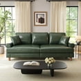 thumbnail image 3 of 87" Couch Premium PU Leather Sofa, Comfy Extra Deep Seat 3 Seater Couch for Living Room, with 2 Pillows, Green, 3 of 9