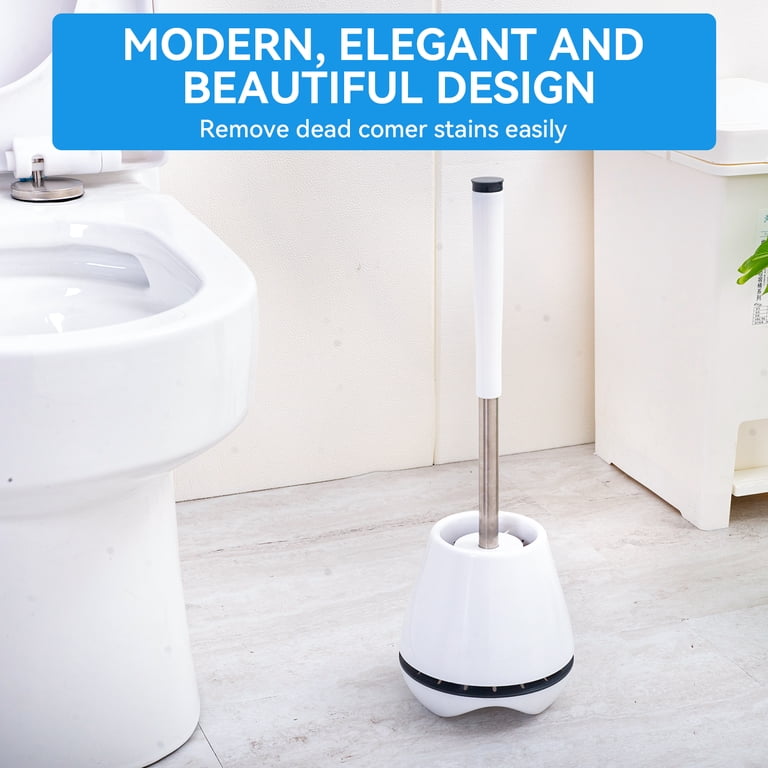 Fuvuan Toilet Bowl Brush and Holder Set, White photo 7