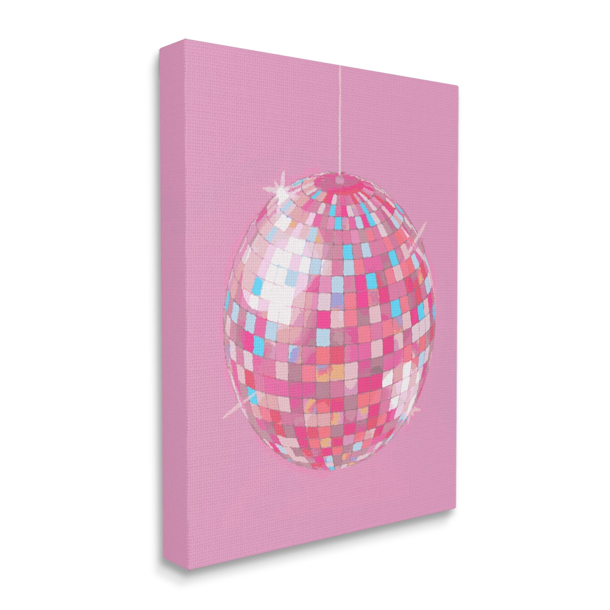 Stupell Industries Pink Disco Ball Groovy Pattern Beauty & Fashion Painting Gallery Wrapped Canvas Print Wall Art