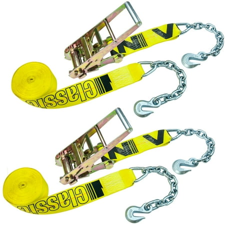Ratchet Chain Vulcan Classic Ratchet Strap With Chain Anchors - 5,000 lbs. Safe Working Load (3'' x 30' - Pack of 2) ()
