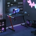 thumbnail image 4 of Homall 47" RGB Gaming Desk Z-Shaped Carbon Fiber Desk Office Desk with Large Mouse Pad, Cup-Holder & Headphone Hook, Black, 4 of 9