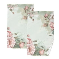 Flowers Floral Frame Hand Towel Bath Towels Face Towels Cotton Absorbent for Home Hotel Spa Swimming Yoga Sports Decorative Towel Set of 2
