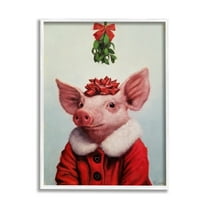 Stupell Industries Christmas Charm Piglet Holiday Mistletoe Santa Jacket, 11 x 14, Design by Lucia Heffernan