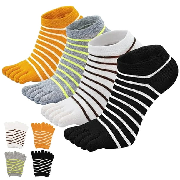 4 pares de calcetines de mujer con dedos del pie, calcetines de cinco dedos para mujer, calcetines cortos de algodón para correr, calcetines cortos para la tripulación