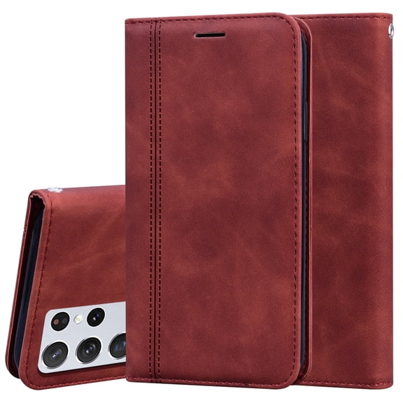 For Samsung Galaxy S21 Ultra 5G Frosted Business Magnetic Horizontal Flip PU Leather Case with & &