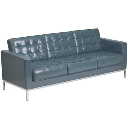 Flex Steel Sofas Flash Furniture HERCULES Lacey Series Contemporary Gray Leather Sofa with Stainless Steel Frame ()