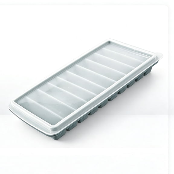 Dyegold Silicone Ice Tray Tray with Lid 10 Compartment Long Strip Ice Mold Flexible BPA Free Freezer Tray for Chilled Drinks Cocktail Party Kitchen Bar