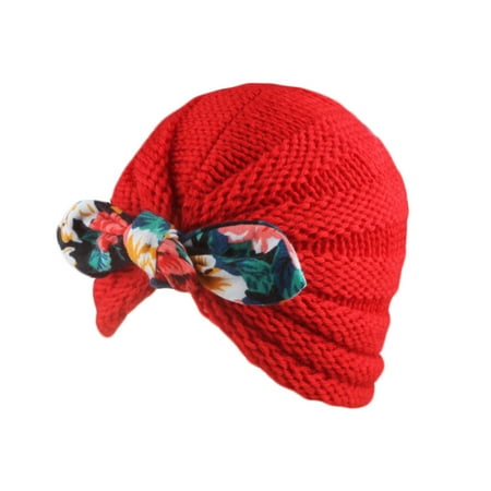 

Dadaria Baby Girl Hats 0-3T Newborn Baby Floral Bow Knitted Hat Headband Hair Headwear Accessories Red Boys Girls