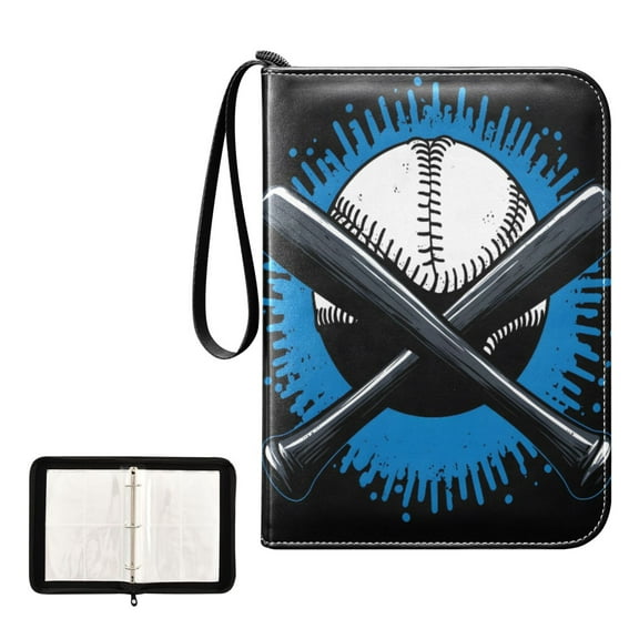 Trading Card Binder Album 400 Pockets 50 Removable 4-Pocket Pages Waterproof Baseball Bat and Baseball