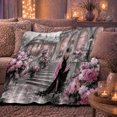 thumbnail image 6 of Elegant Evening Staircase Palace Romance, Cozy Botanical Garden Scene, Warm Flannel Blanket for Sunroom and Reading Nook, Garden Lovers Valentine's Day Gift, Botanical Home Decor, 6 of 9