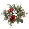 thumbnail image 2 of HomelyJoy Artificial Poinsettia Wreath with Golden Berries, Christmas Candle Holder Ring Centerpiece for Xmas Party, Home Table, Ready to Use Holiday Decor, Festive Fireplace & Wall Wreaths, 2 of 8