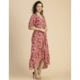 thumbnail image 3 of Moomaya V Neck Printed Rayon 3/4 Sleeve Wrap Dress - Women's Stylish Wrap Dress, 3 of 9
