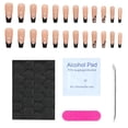 thumbnail image 1 of 24 uñas postizas francesas con punta negra, uñas adhesivas cuadradas, uñas postizas extraíbles con pegamento, cobertura total, accesorios para decoración de uñas para mujeres y niñas., 1 of 5