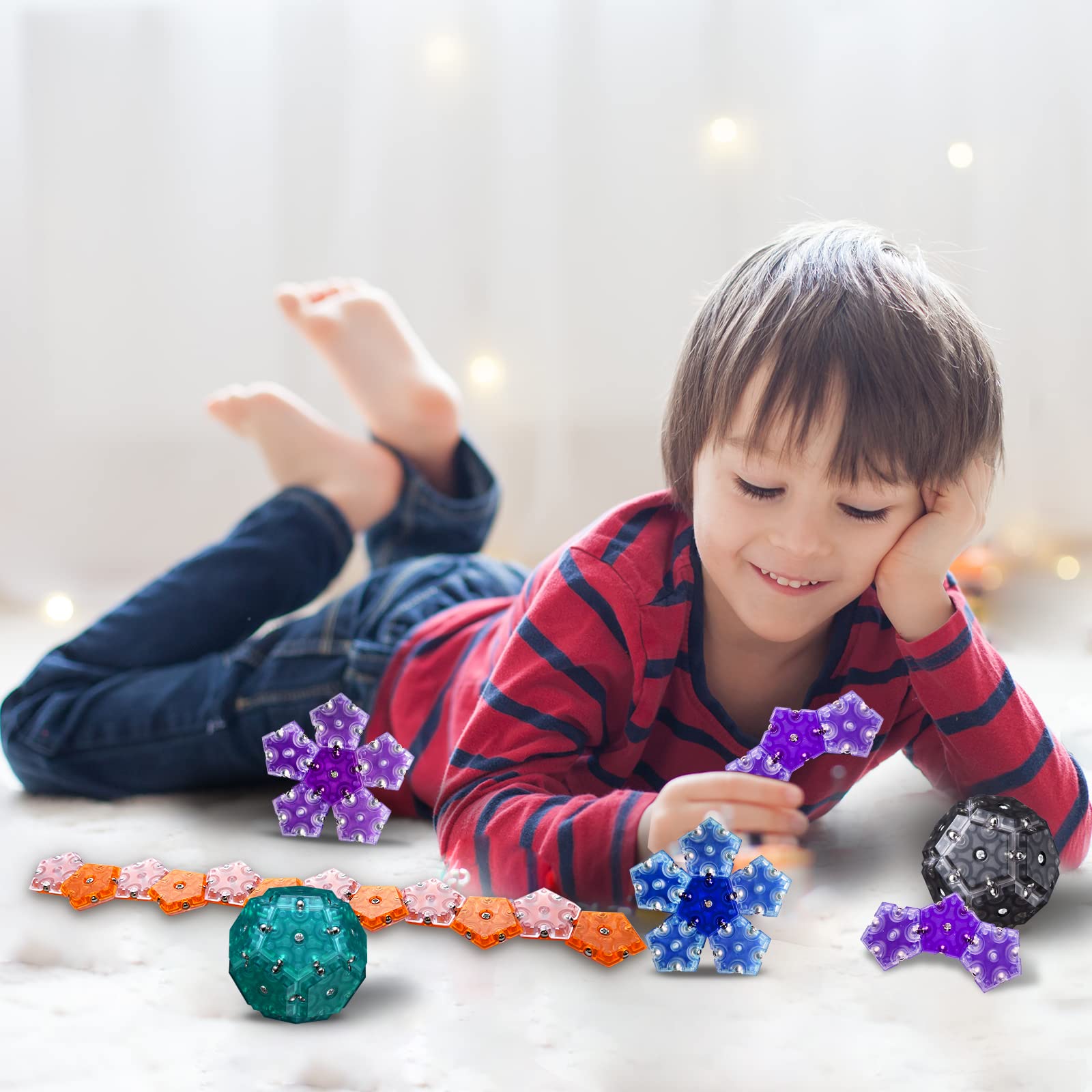 12 Pcs Set Pentagons Puzzle Sphere Magnet Fidget Toys Figit Balls Building  Green