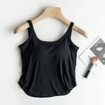 thumbnail image 2 of DHFJKG Womens Camisole With Built In Bra Summer Crop Tank Top Curved Hem Solid Color Workout Basic Shirts Versatile Tops, 2 of 5