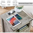 thumbnail image 3 of Joaxswe Farmhouse Nightstand with Charging Station, Rustic Bedside Table with Drawers for Bedroom, Vintage End Table with Open Shelf for Living Room, Grey, 3 of 8