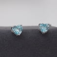 thumbnail image 6 of Bellitia Jewelry 925 Sterling Silver March Birthstone Heart Stud Earrings for Women, Gemstone Earring with Blue Aquamarine Anniversary Birthday Jewellery Gift, 6 of 6