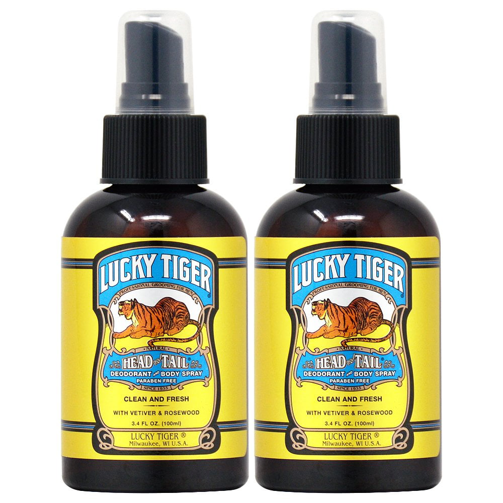 Lucky Tiger and Body Spray Men, 3.4 Ounce 2 Pack -