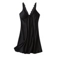 thumbnail image 4 of Blmnix Women's Nightgowns with Built in Bra Sleep Tanks Sexy Nightgown Nightgown Black V-Neck Sleeveless Above-the-Knee Nightgowns for Women Soft Cotton,M, 4 of 5