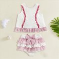 thumbnail image 2 of Kaprioy Girls Summer Outfits Newborn Baby Girl Baseball Outfit Cute Baseball Embroidery Tank Tops Ruffle Shorts Skirts Set 2Pcs Sports Clothes, 2 of 4