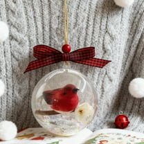 3D Christmas Ornament with Bird Inside Snow Globe Effect Hanging Decor Musical Holiday Decoration for Xmas Tree（F)