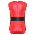 thumbnail image 2 of YONGHS Girls Christmas Santa Claus Dance Costume Shiny Metallic Gymnastics Ice Skating Leotard Red 12, 2 of 7