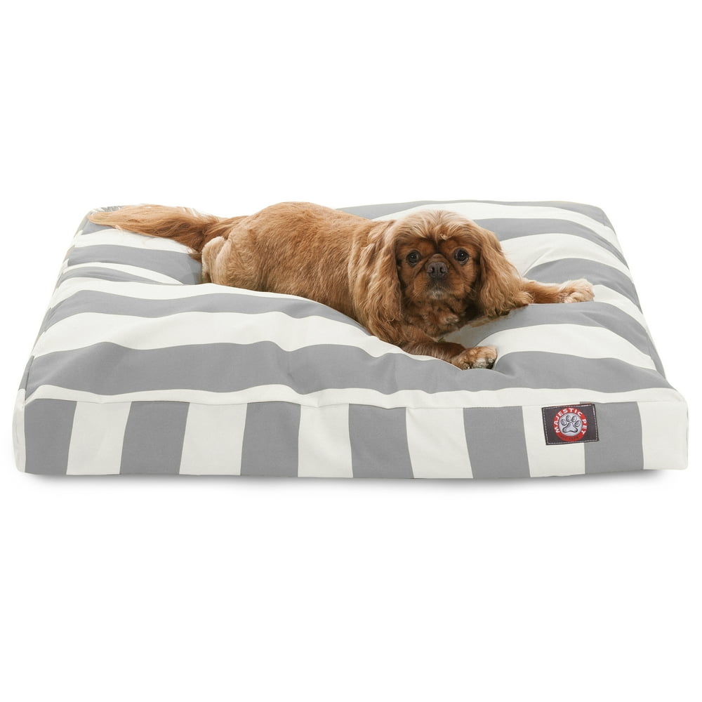 Majestic Pet Vertical Stripe Rectangle Dog Bed Treated Polyester Removable Cover Gray Medium 36