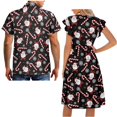 thumbnail image 5 of Garronmavis Santa Claus Matching Outfits for Couples Christmas Candy Canes Husban and Wife Clothing Men's Button Down Shirt Size L Hawaiian Tops and Womens Short Sleeve Beach Dress, 5 of 6