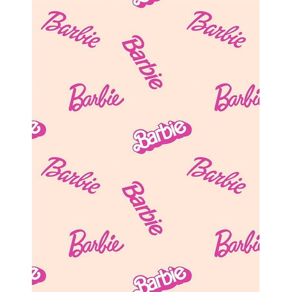 Barbie Logo Mix Removable Vinyl Wallpaper, Peach