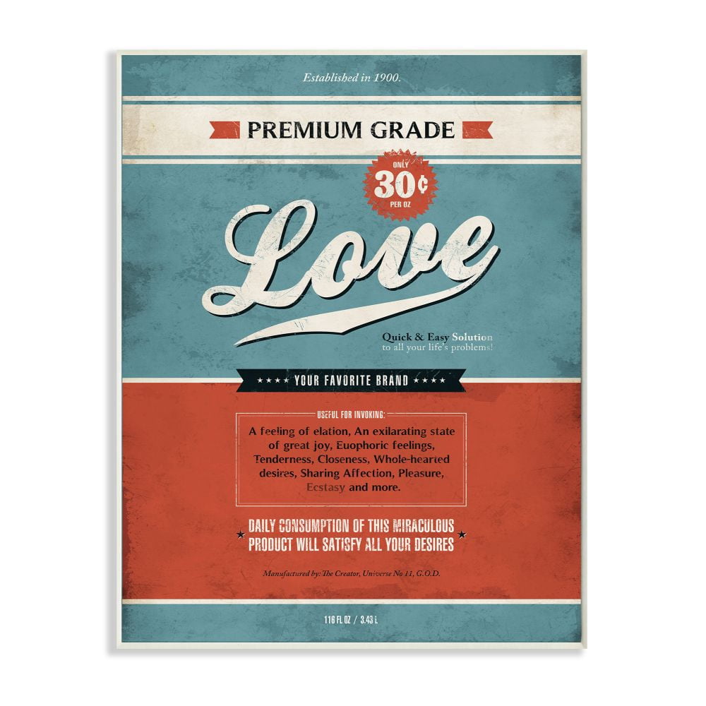 Stupell Industries Premium Grade Love Inspirational Vintage Comic Book Design Wall Plaque by Ester Kay