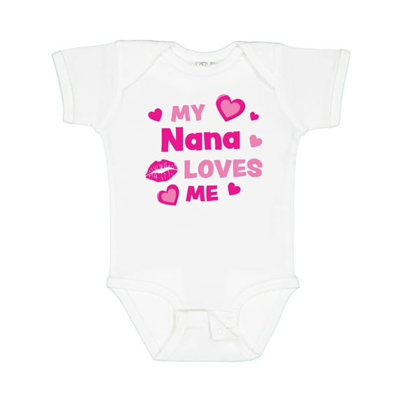 Inktastic Valentine's Day My Nana Loves Me Hearts and Lips Boys or Girls Baby Bodysuit
