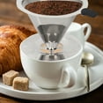 thumbnail image 6 of Upgraded Pour Over Coffee Filter, Coffee Dripper, Paperless Mess Stainless Steel Coffee Filter, Keeping Nature Coffee Flavour, Easy to Use and Clean(Silver-Double Layer Filter With Base), 6 of 9