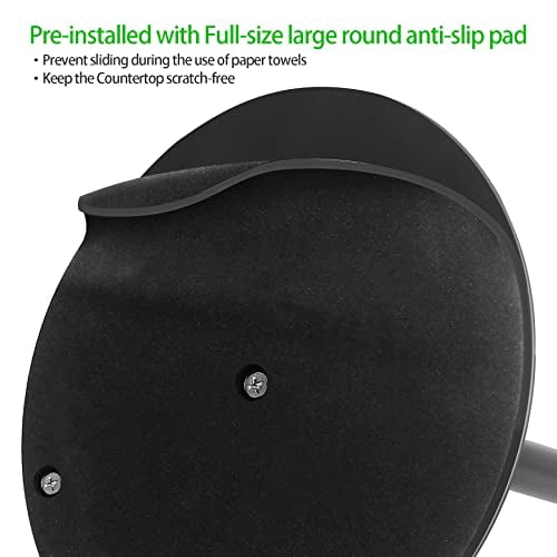 Stainless Steel Paper Towel Holder Stand for Kitchen Countertop and Bathroom Organization, Holds Standard and Large Paper Towel Rolls in Matte Black Finish