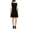 thumbnail image 3 of INSPIRE CHIC Women's Chiffon Hollow Lace Doll Collar Button Cuffs Zip Back A Line Dress Black S, 3 of 6