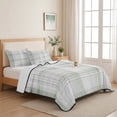 thumbnail image 5 of Quilts Queen Size, Sage Green Checkered Soft Comforter Bedding Set for Bed, Summer Modern Minimalist Lightweight Quilted Bedspread with Pillow Cover(2 Pieces) for All Season, 90x96 Inch, 5 of 9