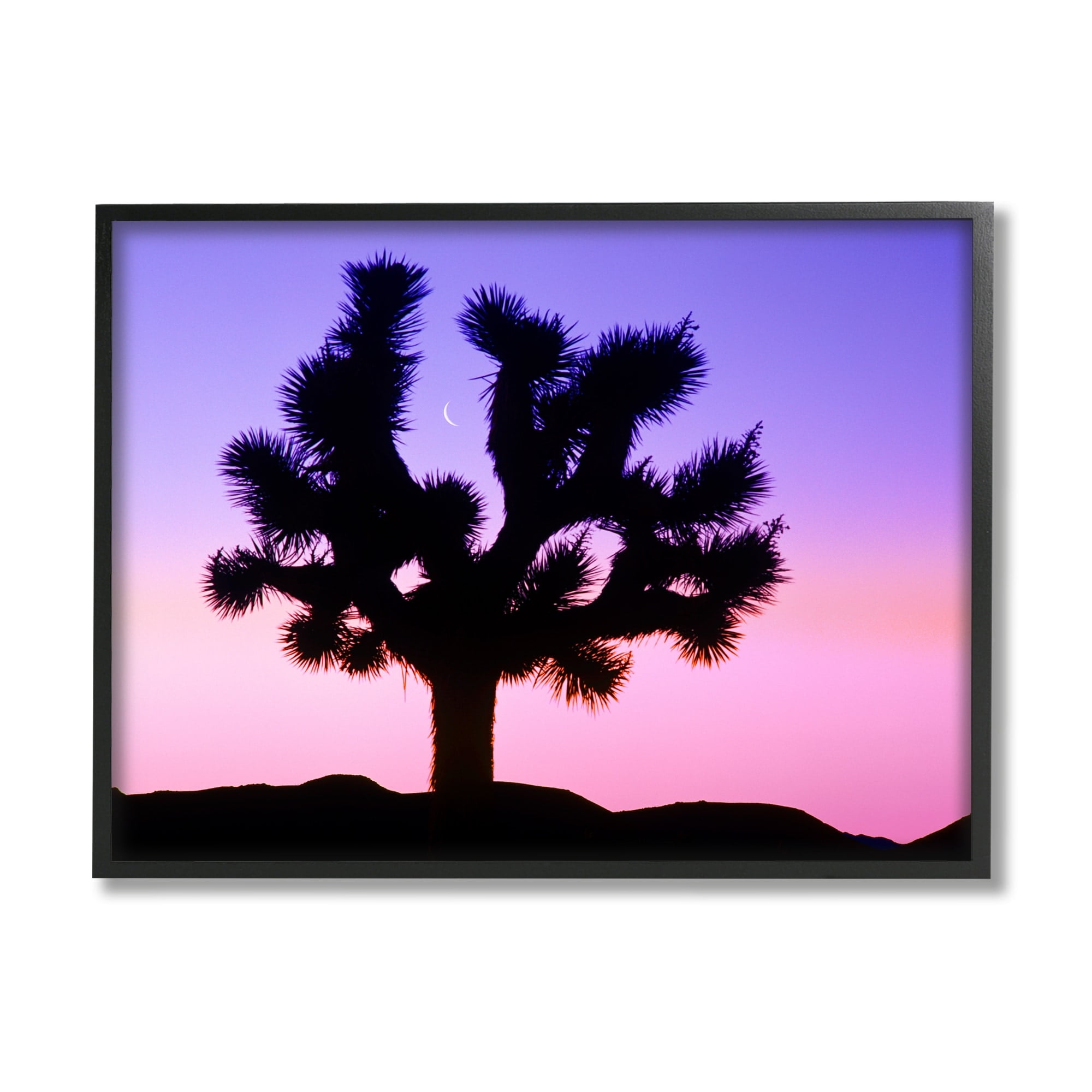 Stupell Industries Crescent Moon Tree Silhouette Landscape Photography Gray Framed Art Print Wall Art