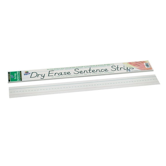 Pacon Dry Erase Sentence Strips, White, 1-1/2" X 3/4" Ruled, 3" x 24", 30 Strips