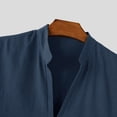 thumbnail image 6 of CLOISE Mens 3/4 Sleeve Tops Casual Bell Sleeve Shirts Loose Solid Color V Neck Pullover Fall Clothes Dark Blue L, 6 of 7