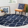 thumbnail image 2 of SAFAVIEH Hudson Jaye Plush Geometric Shag Area Rug, Navy/Ivory, 5' x 5' Round, 2 of 8