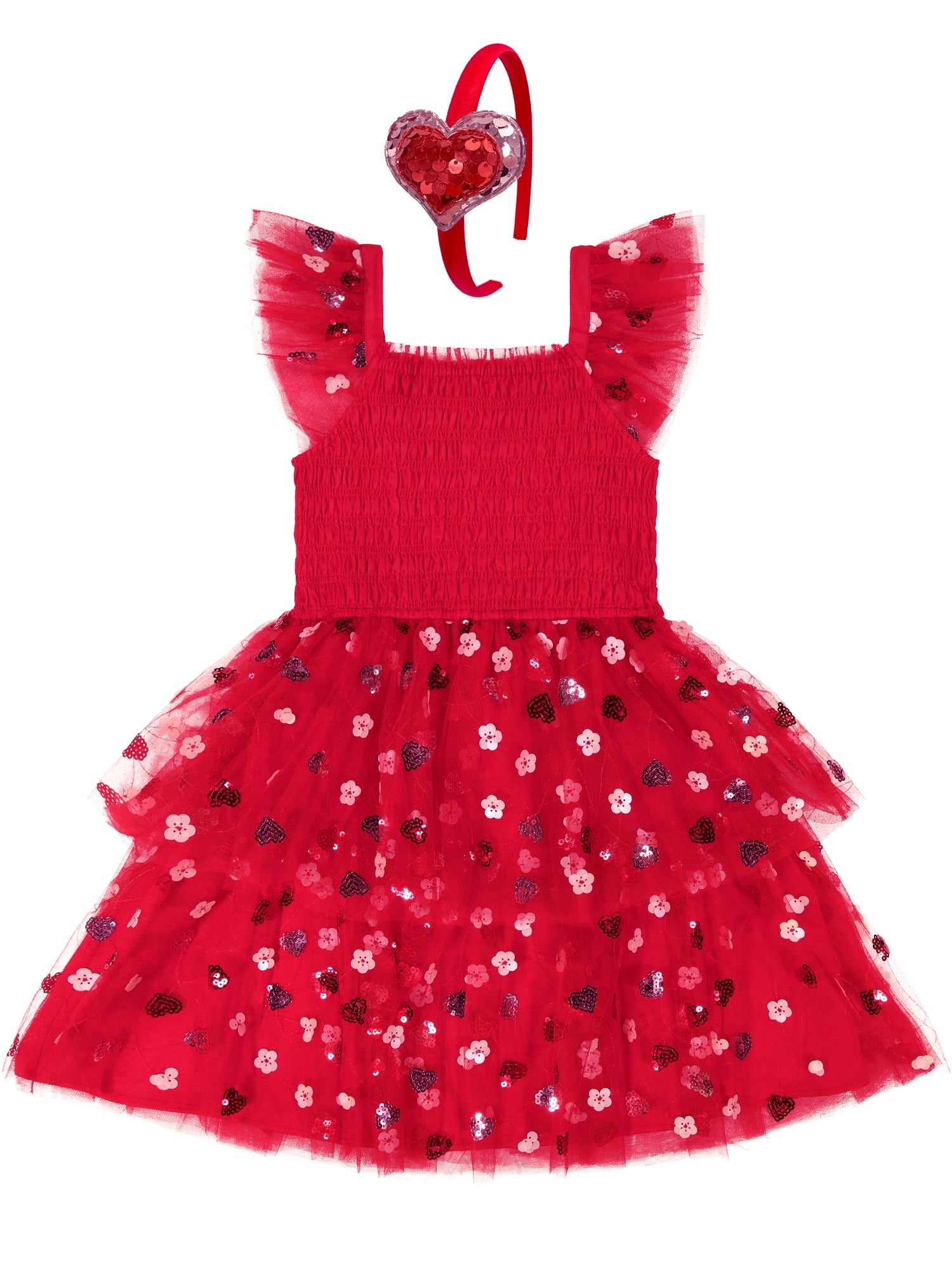 Kensie Girl Valentines Day Dress with Heart Headband, Sizes 4-12