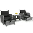 thumbnail image 5 of 5 Piece Rattan Outdoor Patio Furniture Set, 5 Pieces Wicker Outdoor Patio Chairs Set with Ottoman, Black, 5 of 7