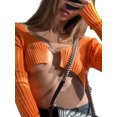 thumbnail image 4 of Kiapeise Women Knitted Sexy Cropped Sweaters Fashion Long Sleeve Cardigan Women Tops Pullovers, 4 of 7
