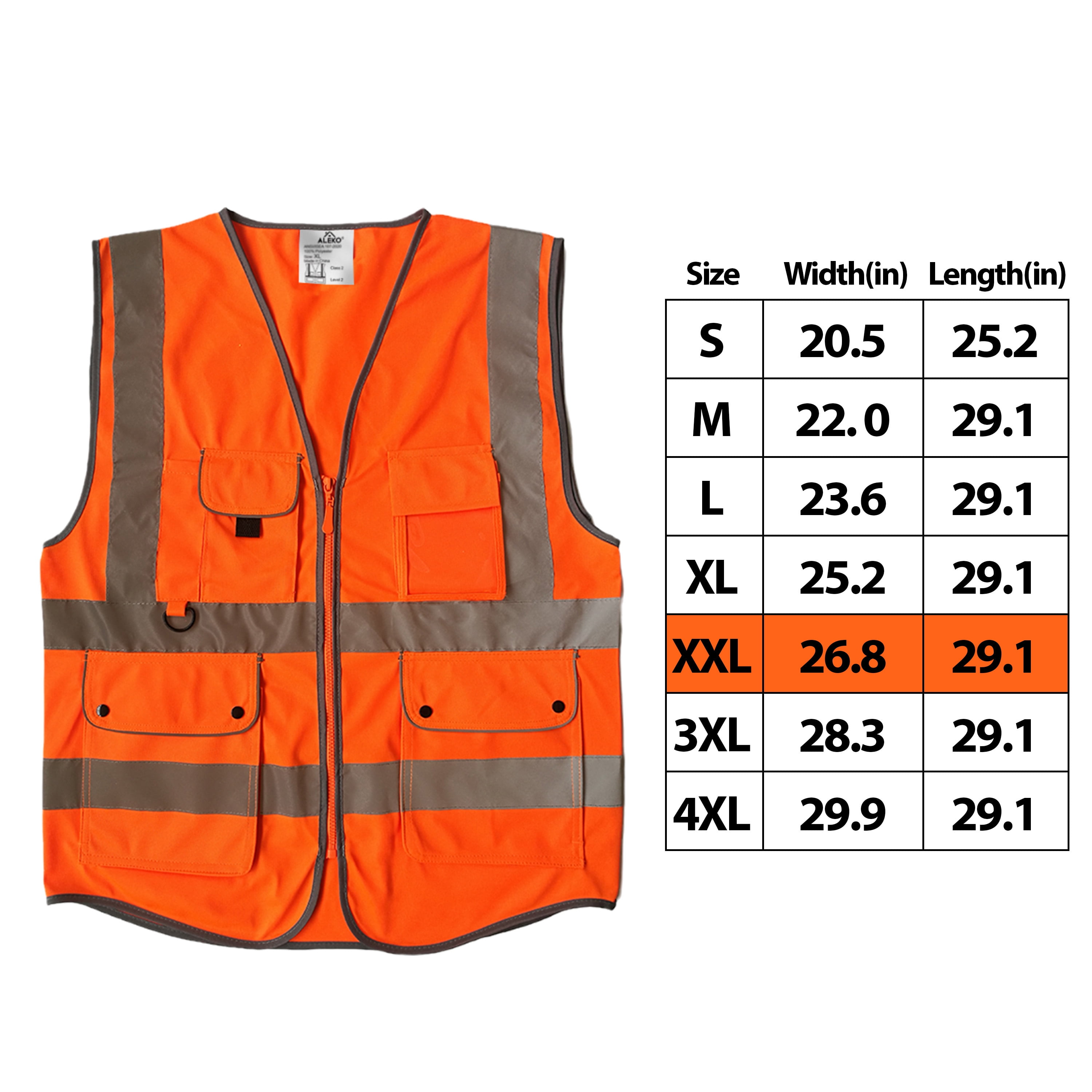 ALEKO 2X-Large Safety Vest with Pockets Class 2 ANSI/ISEA