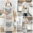 thumbnail image 2 of Yayeee Chief Kitchen Apron with Pockets for Cooking Water Resistant Unisex Adjustable Neck Strap, Gray Cat Pattern, 2 of 7