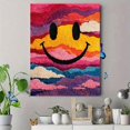 thumbnail image 4 of Retro Smiley Face Canvas Wall Art, Danish Pastel Groovy Print, Teen Dorm Room Wall Decor, 4 of 8