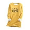 thumbnail image 2 of Sherpa Lined Fleece Sweatshirts for Women,Women Funny Letter Print Tops Yes, I'm Stil Freezing -Me 24:7 Sweatshirts Crewneck Raglan Sleeve Warm Pullover, 2 of 3