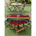 thumbnail image 5 of Outdoor Tablecloth with Umbrella Hole Zipper Boho Colored Stripes Round Tablecloth 54" Waterproof Outside Table Cloth Vintage Green Red Blue Tribal Patio Table Cover Tablecloths for Picnic Party, 5 of 8