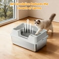 thumbnail image 6 of Stainless Steel Cat Litter Box, Semi-Enclosed Cat Litter Tray, Anti-Splash High Sided Metal Litter Pan Tray, Easy Clean, Detachable, Beige 10.62''H, 6 of 7