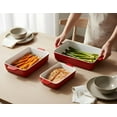 thumbnail image 3 of Kook Ceramic Bakeware Set, Casserole Dish For Cooking, Set of 3, Cherry, 3 of 3